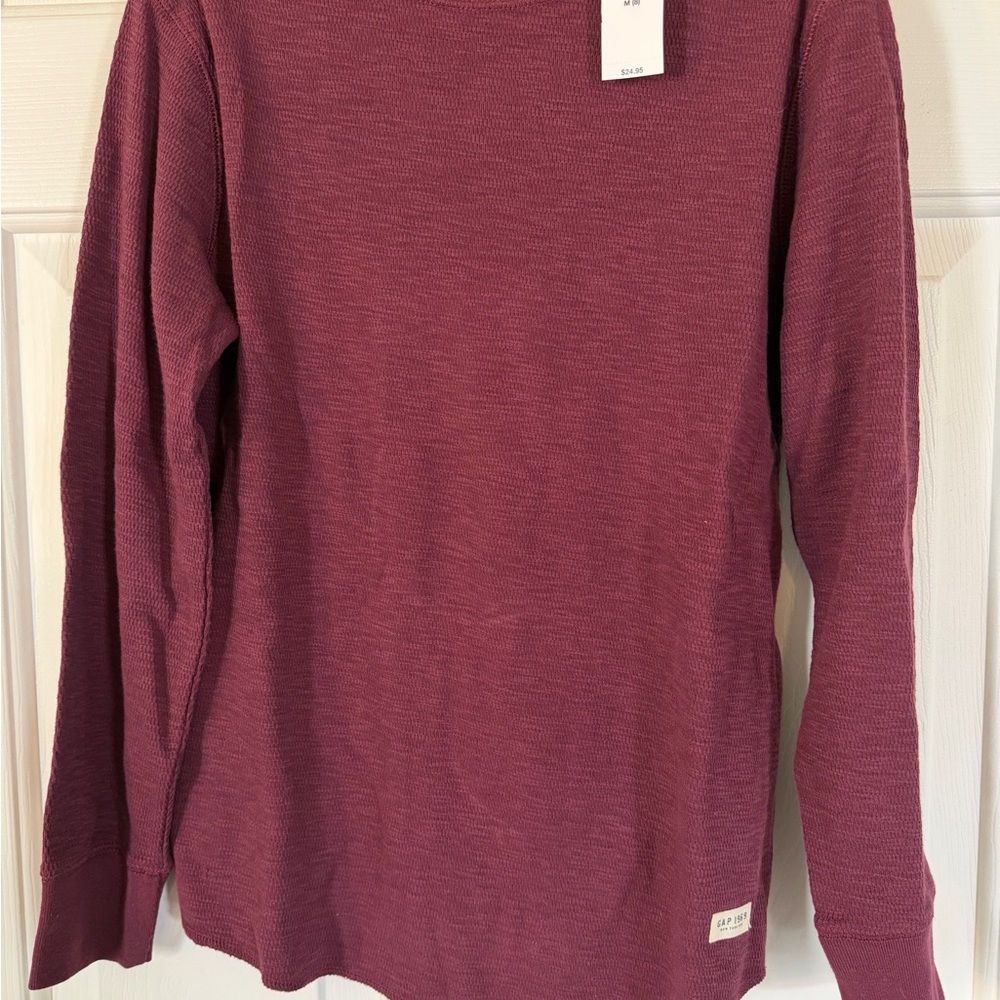 GAP Waffle Knit Long Sleeve Top - Plum